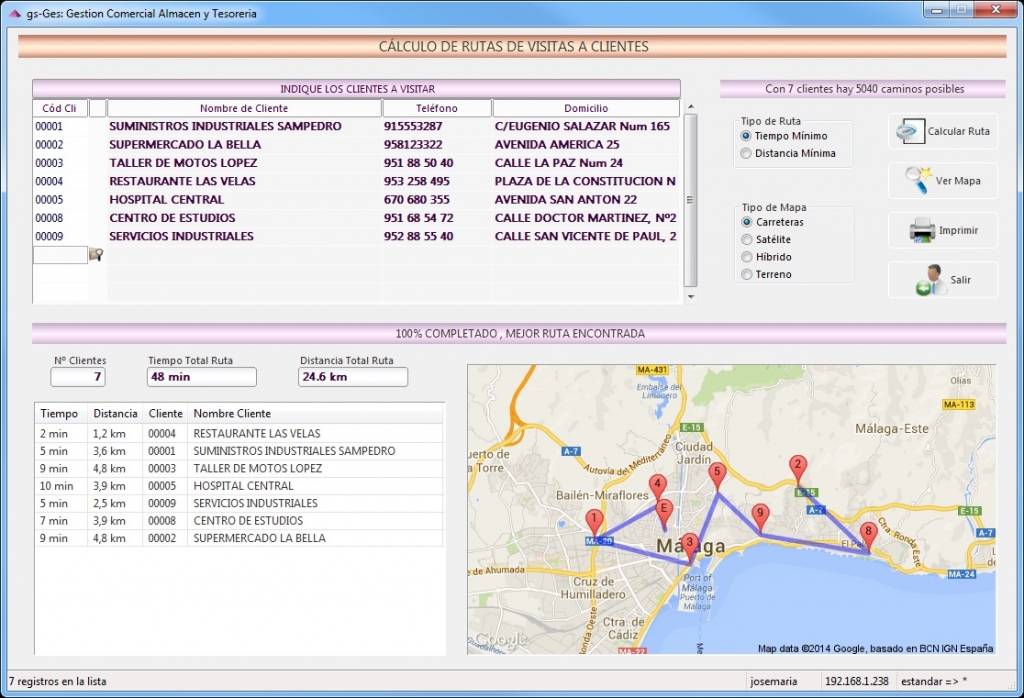 Calculador de rutas de reparto o de visitas Unybase Software Calculador de rutas de reparto o de visitas Unybase Software